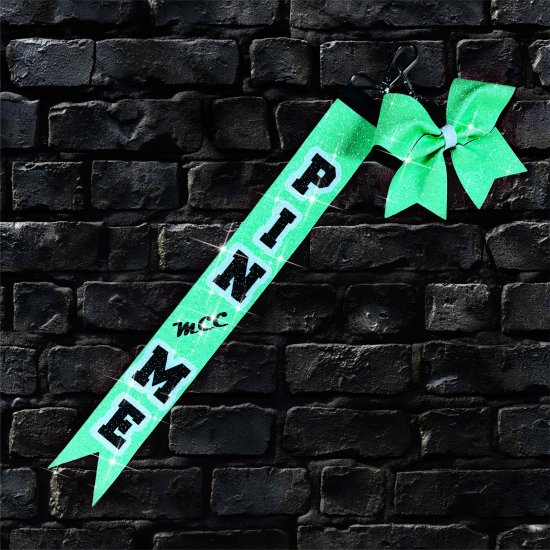Pin Me "Glitter" - Design "MCC" Schleife neongrün